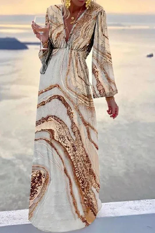 Casual Chic Clothing For Women Check Her Stories Marble Print Party/Vacation Dress