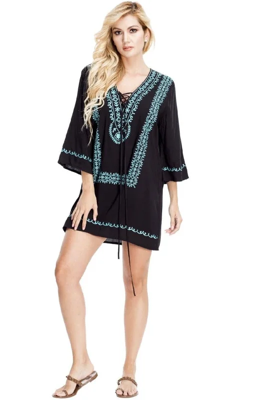 Women's Clothing Stores Embroidered Tunic Dress For Beach Cover Ups | Fashion Summer Wear by Goga's Women's Clothing Stores Embroidered Tunic Dress For Beach Cover Ups | Fashion Summer Wear by Goga's