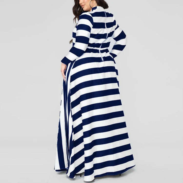 Women's Romantic Outfit Cotton Plus Size Striped Dress