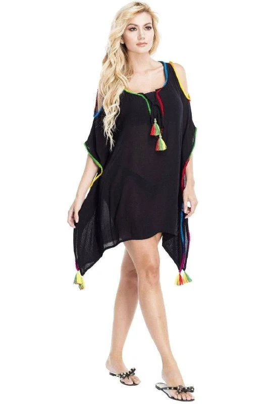 Women's Street Style Casual Wear Cold Shoulder Kaftans With Tassels For Resort Wear | Summer Kaftan Dresses Women's Street Style Casual Wear Cold Shoulder Kaftans With Tassels For Resort Wear | Summer Kaftan Dresses