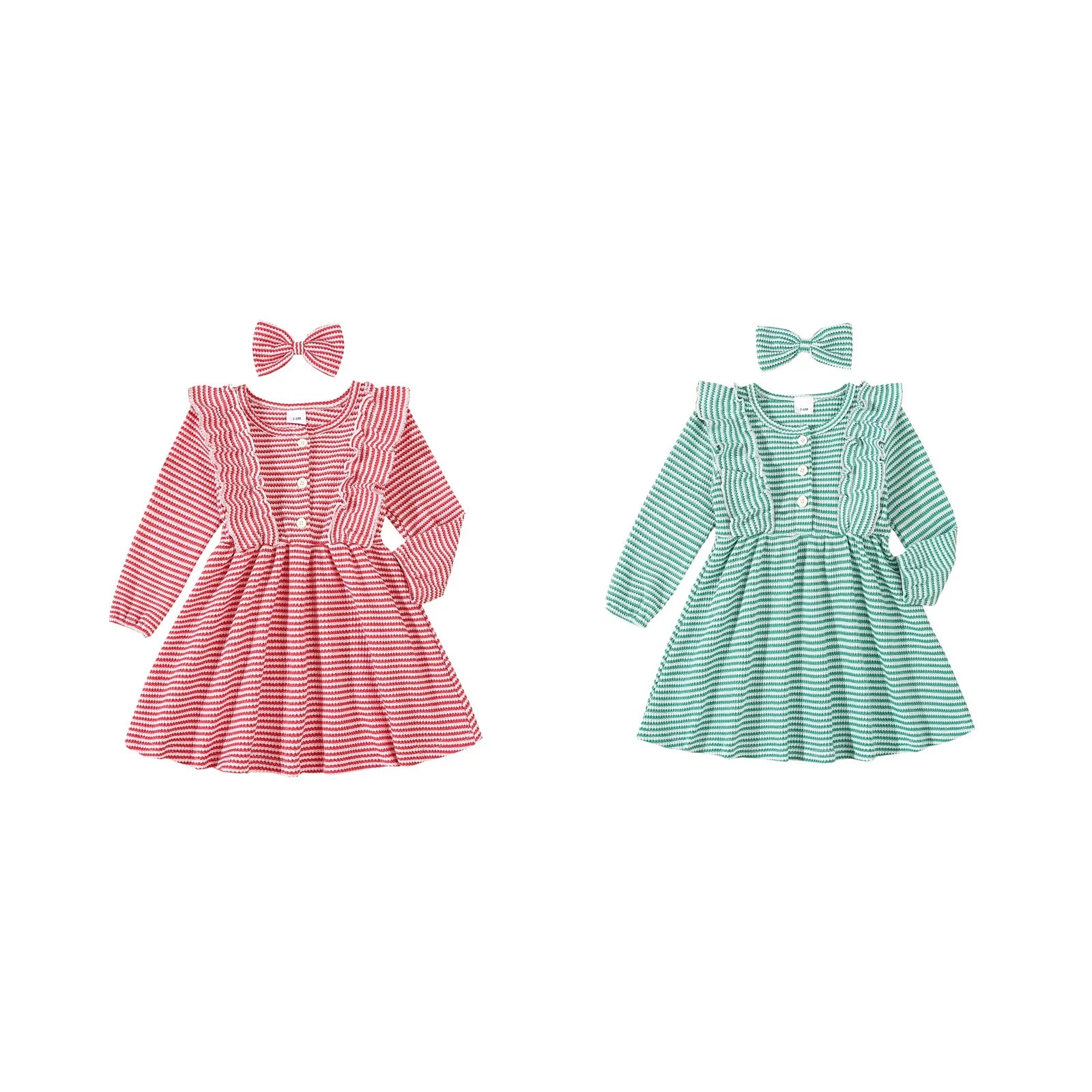 Elegant Styles BELLE Striped Ruffle Dress