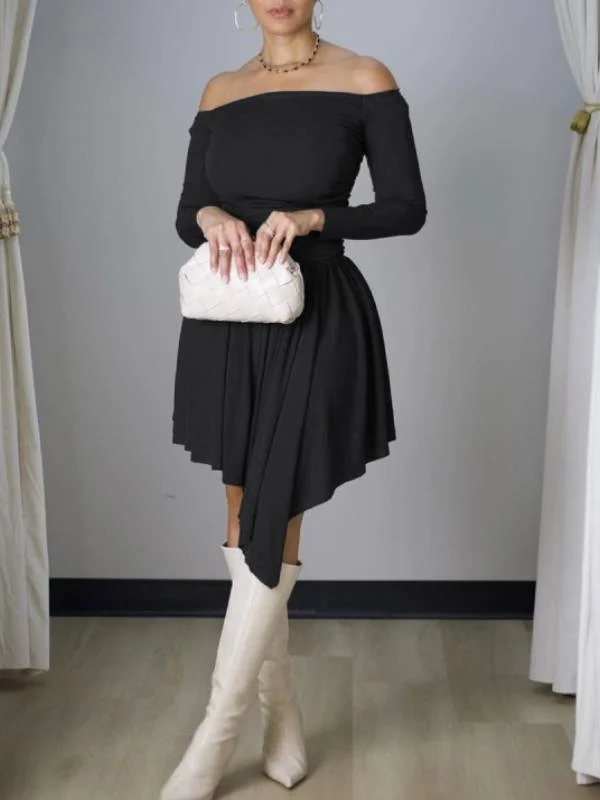 Clothing Brands Solid Off-Shoulder Dress