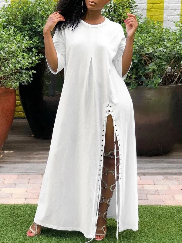 Exclusive Discount Motionkiller White Lace-up Slit Dress