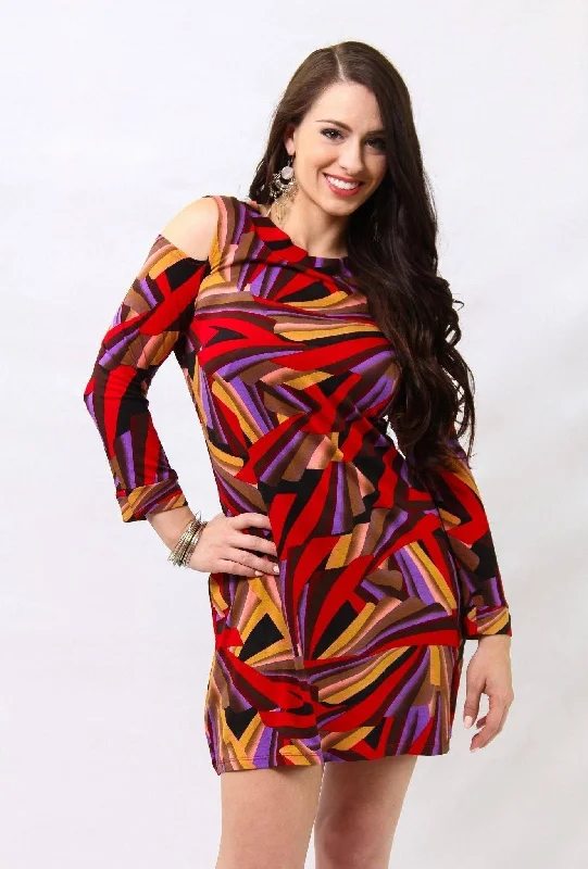 Bold Prints Casual Chic La Moda Women's Summer Cold Shoulder Tunic Dress