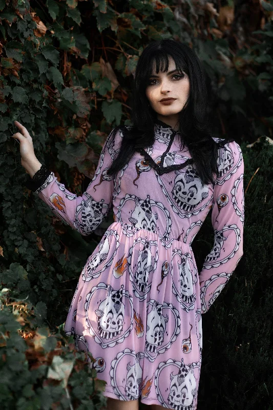 Women's Work Outfit Clown Print Victorian Lace Dress