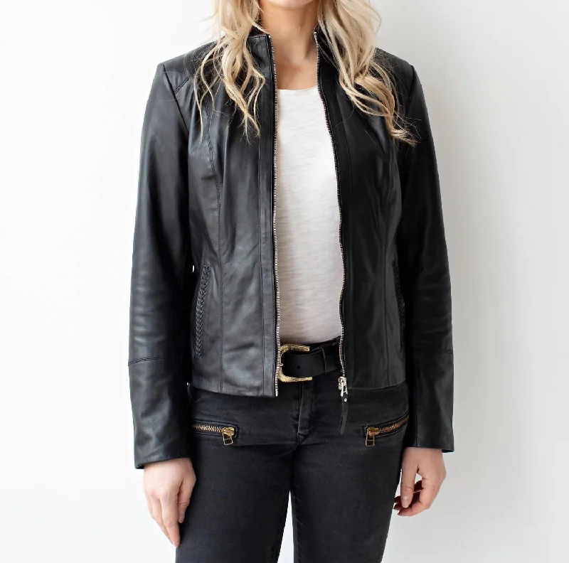 Women's Active Garments For Workouts Chicago Leather Urban Jacket In Black