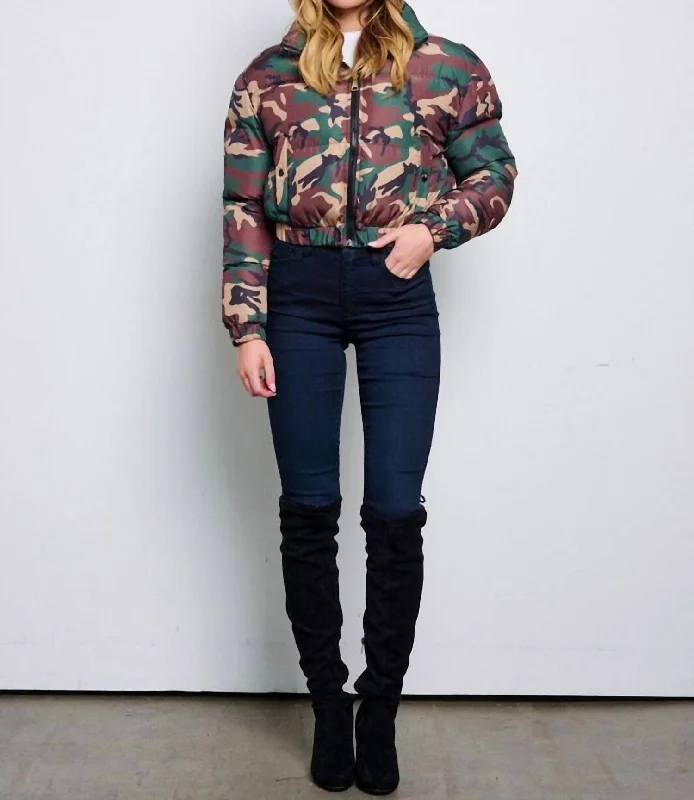 Limited-Time Fashion Sale – Shop Your Favorite Styles Now Long Sleeve Puffer Jacket In Camo