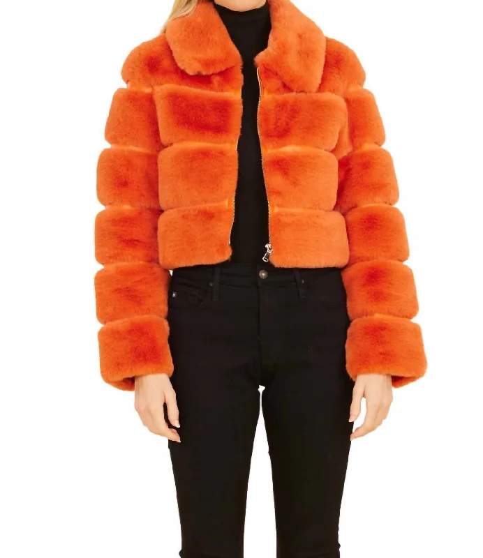 Affordable Women's Outfit Paneled Cropped Jacket In Orange