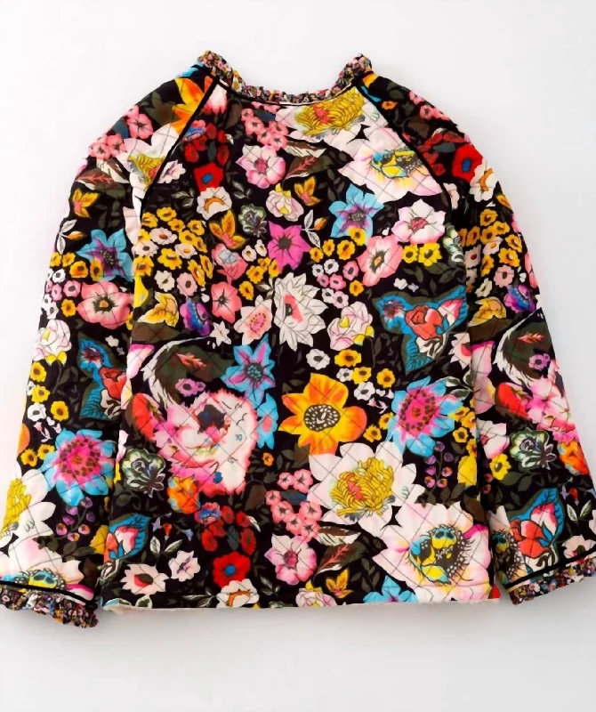 Formal Garments For Women Flower Print Quilted Jacket In Multicolor