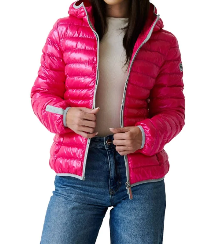 Women's Cozy Clothes Vegan Down Hooded Jacket In Flash Pink