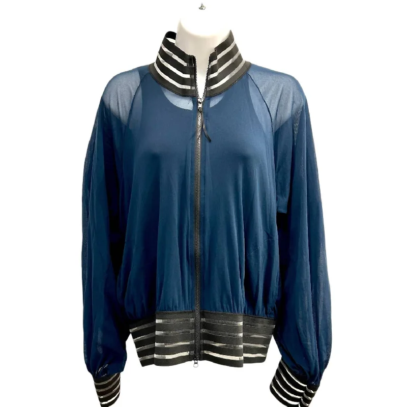 Women's Clothes Women's Mesh Bomber Jacket In Navy