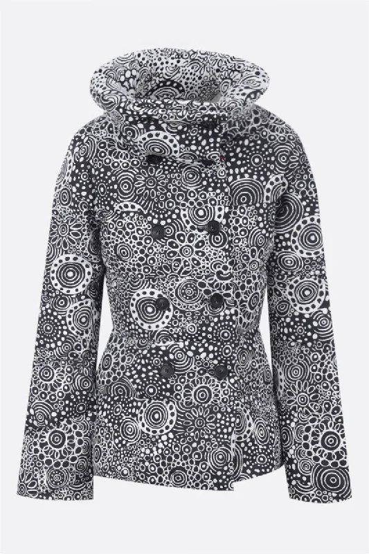 Women's Evening Clothes graphic print nylon double-breasted down jacket