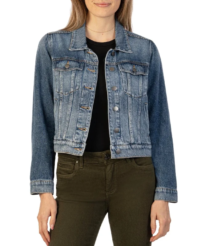 Women's Night-Out Outfit Julia Denim Crop Jacket In Capitalized Wash