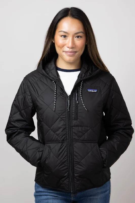 Women's Athletic Outfit Patagonia Women’s Diamond Quilted Bomber Hoody Jacket in Black | 20695-BLK