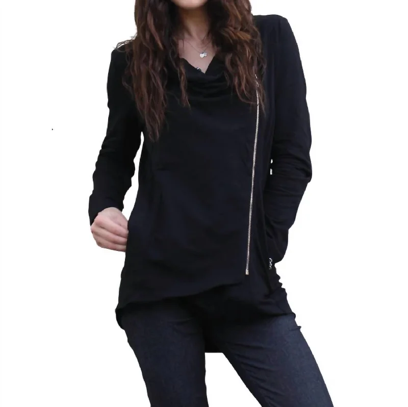 Women's Holiday Apparel Chic Side Zip Jacket In Black