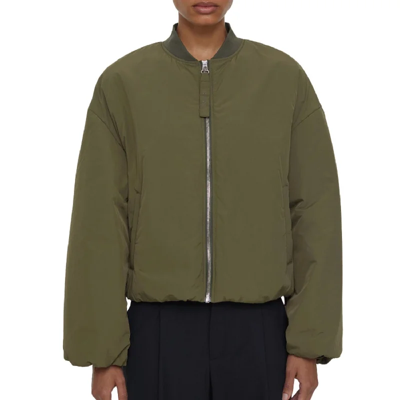 Casual Chic Clothing For Women Puffer Bomber Jacket In Army