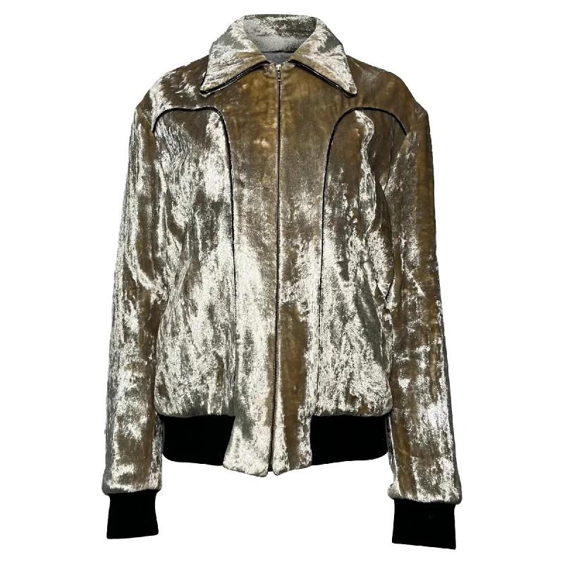 Women's Outfit Saint Laurent Zipped Bomber Jacket in Gold Viscose