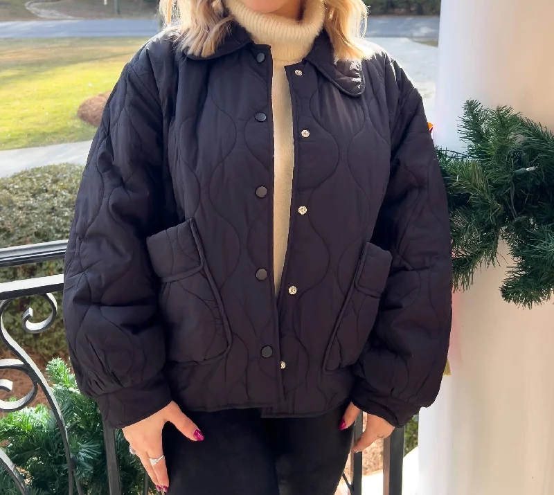 Women's Charming Outfit For Events Quilted Jacket In Black