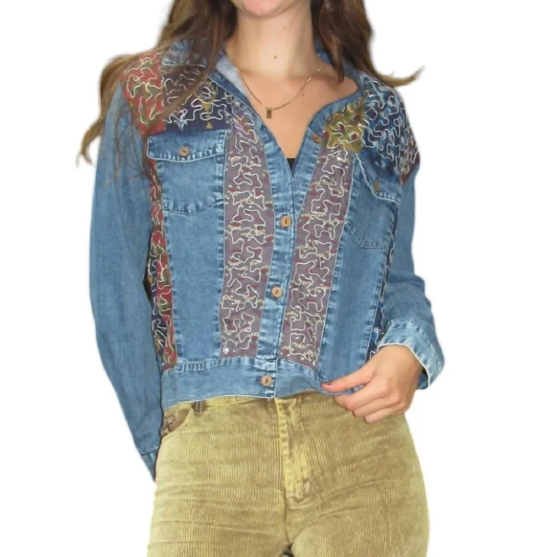 Women's Clothes For Special Occasions Oil Spill Squiggle Jacket In Denim