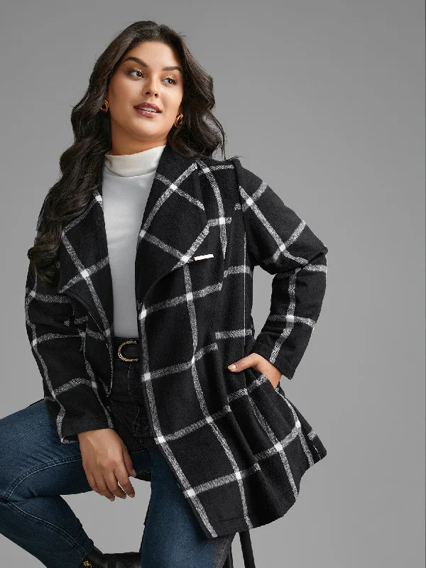 Exclusive Wardrobe Deals – Style Up For Less Plaid Lapel Collar Belted Jacket