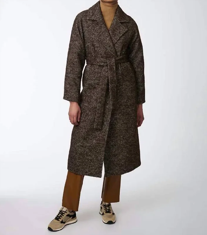 Women's Clothing Sets Icon Refined Belted Wool Coat In Brown