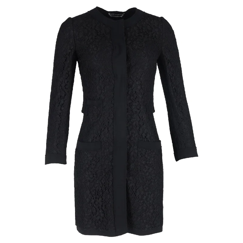 Women's Formal Event Outfit Dolce & Gabbana Lace Coat in Black Polyamide