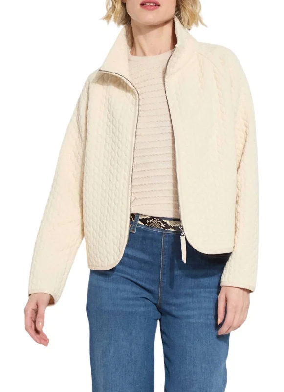 Women's Casual Wear Clothing Sol Quilted Cable Jacket In Panna Cotta