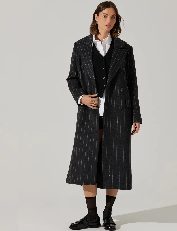 Women's Evening Outfit Morana Coat, Grey Stripe