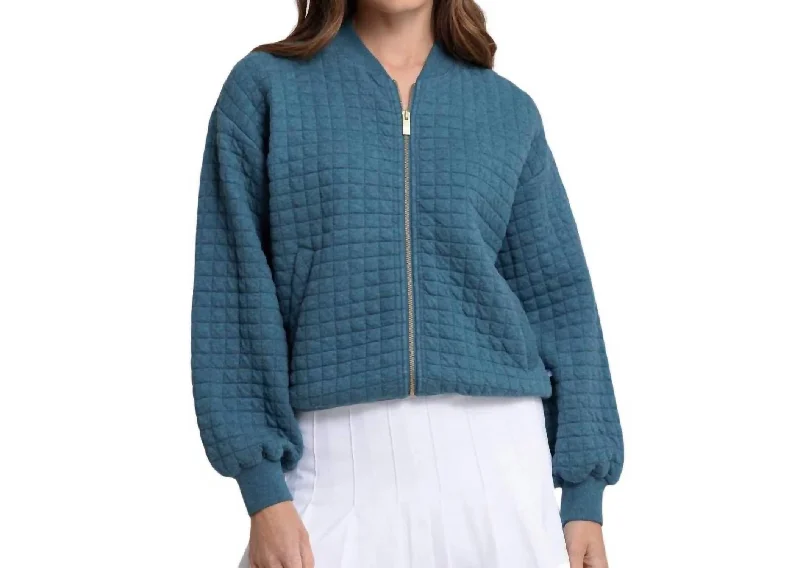 Women's Comfortable Lounge Garments Sutton Quilted Heather Jacket In Teal Haze