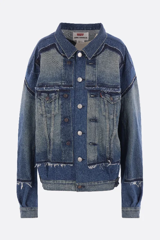 Tailored Clothing For Women raw-cut denim oversize jacket