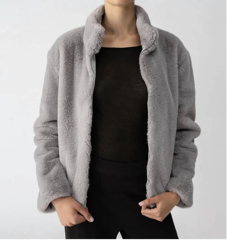 Casual Garments For Women Lux Fur Coat In Silver Fox