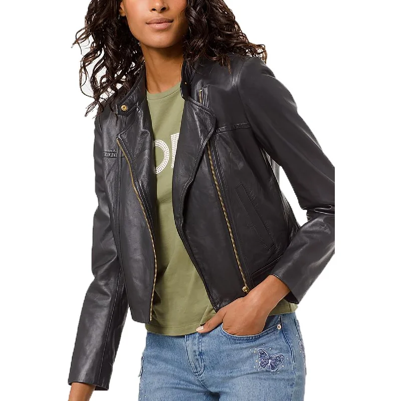 Women's Vintage Clothes Petites Womens Moto Polyester Leather Jacket