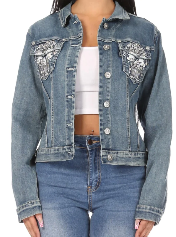 Women's Formal Event Clothing Super Cool Denim Jacket In Blue