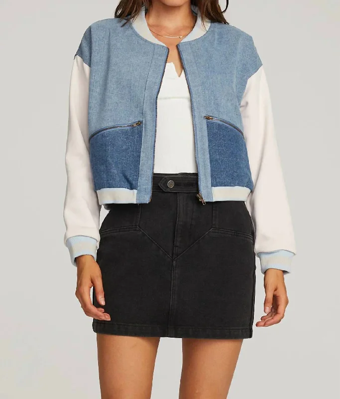 Women's Holiday Outfit Shelbie Bomber Jacket In Blue