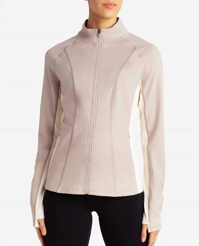 Comfortable Garments For Women Full-Zip Colorblocked Yoga Jacket In Atmosphere/birch