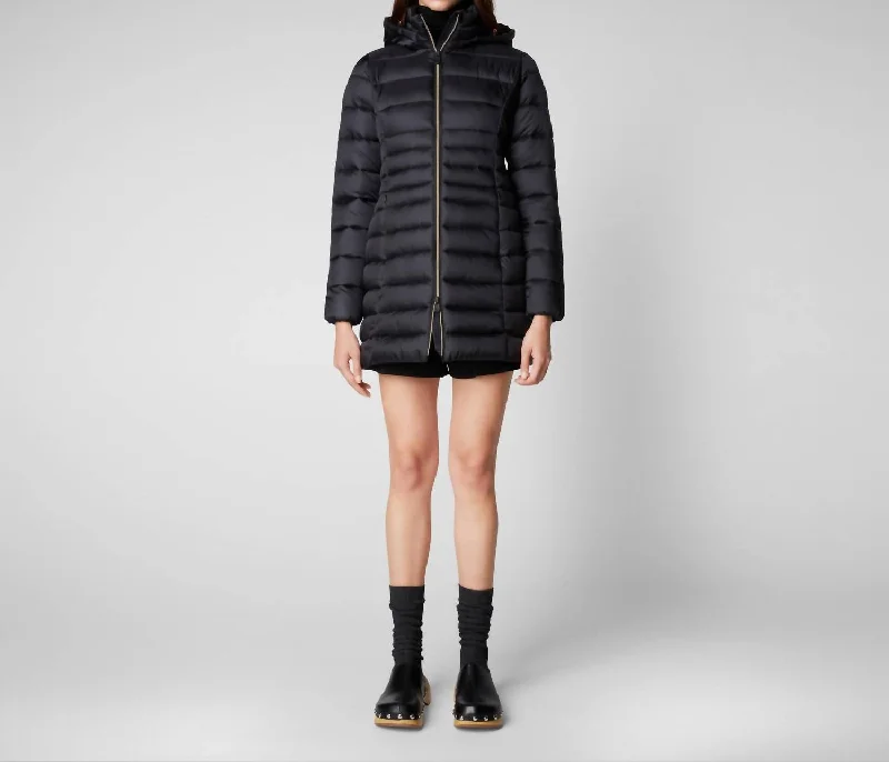 Timeless Women's Apparel Reese 3/4 Hooded Puffer Coat In Black