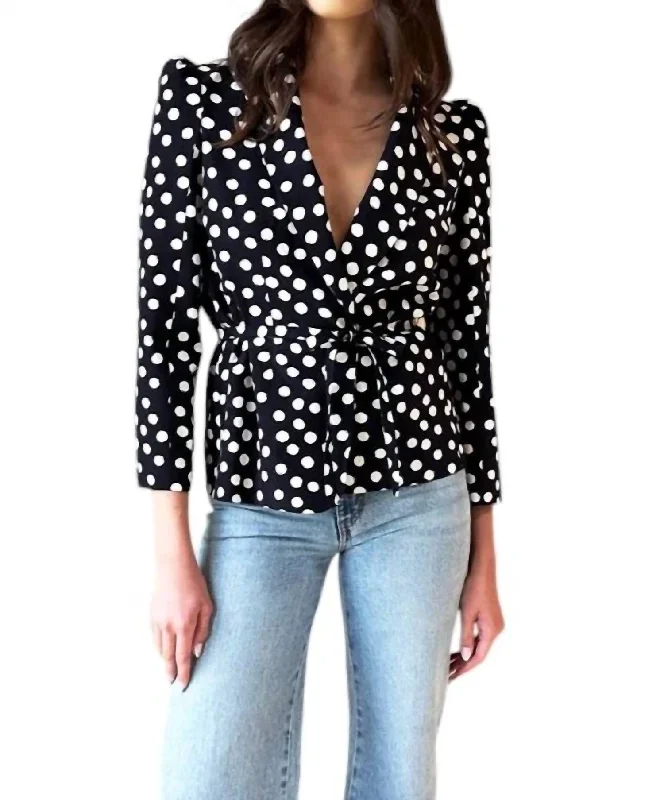 Premium Fashion At Budget-Friendly Prices Paris Jacket In Painterly Dots Black + Ivory