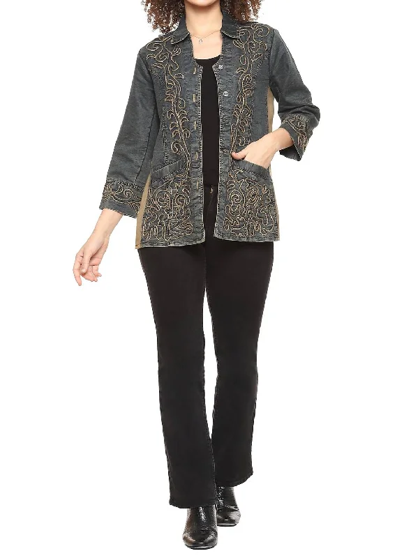 Women's Evening Outfit Journee Jacket Shirt In Grey