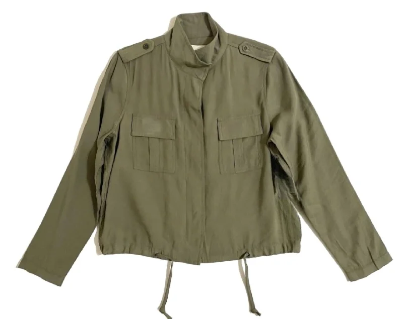 Women's Clothes And Apparel Sets Women's Crop Military Style Casual Jacket In Green