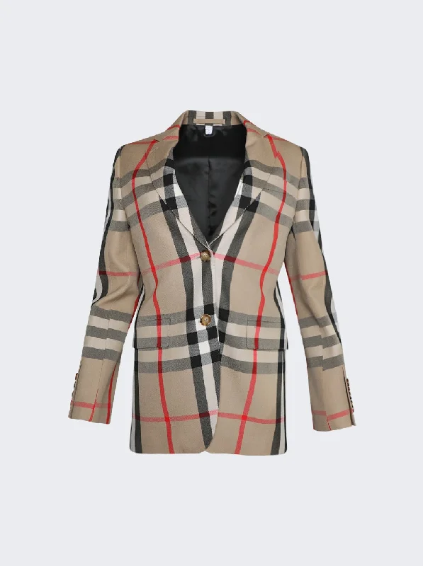 Women's Plus-Size Garments Check Wool Tailored Jacket