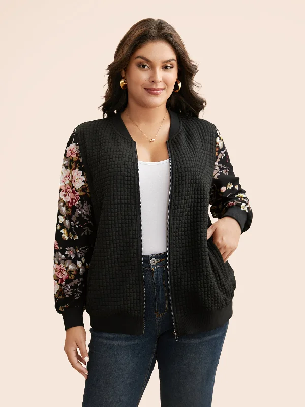 Final Call – Shop Elegant And Casual Fashion For Less Natural Flowers Patchwork Texture Jacket