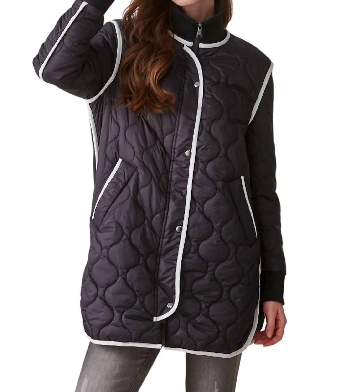 Women's Activewear Apparel Quilted Coat In Black