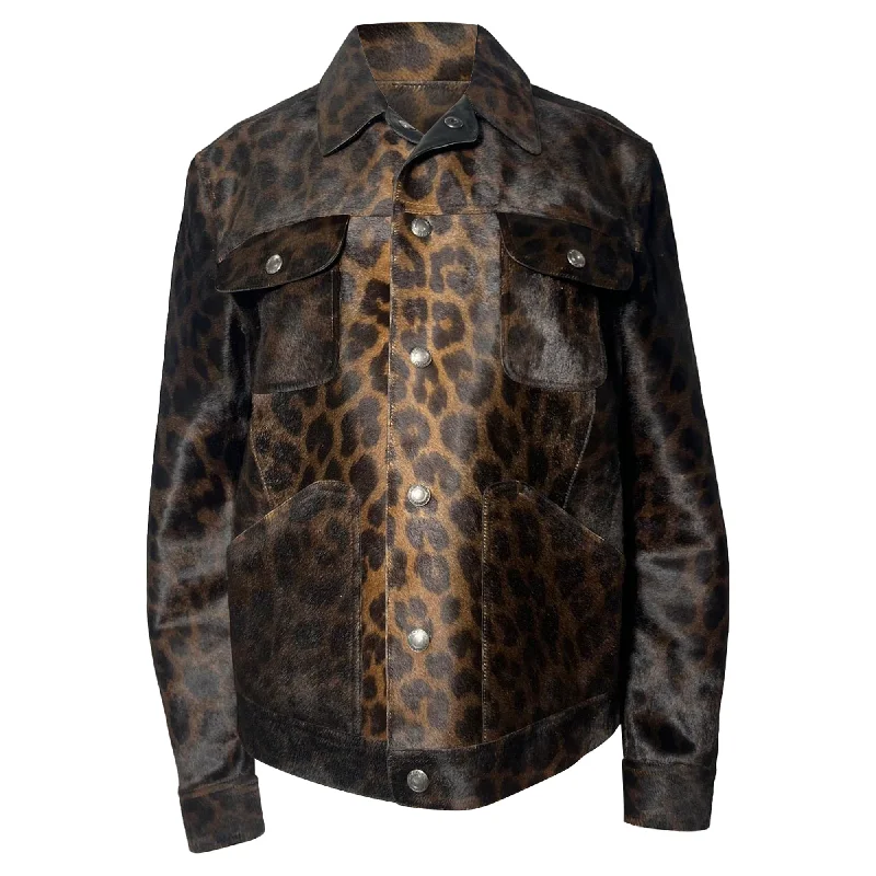 The Fashion Sale You've Been Waiting For Is Here Tom Ford Leopard Print Buttoned Jacket with Pockets in Brown Calf Hair