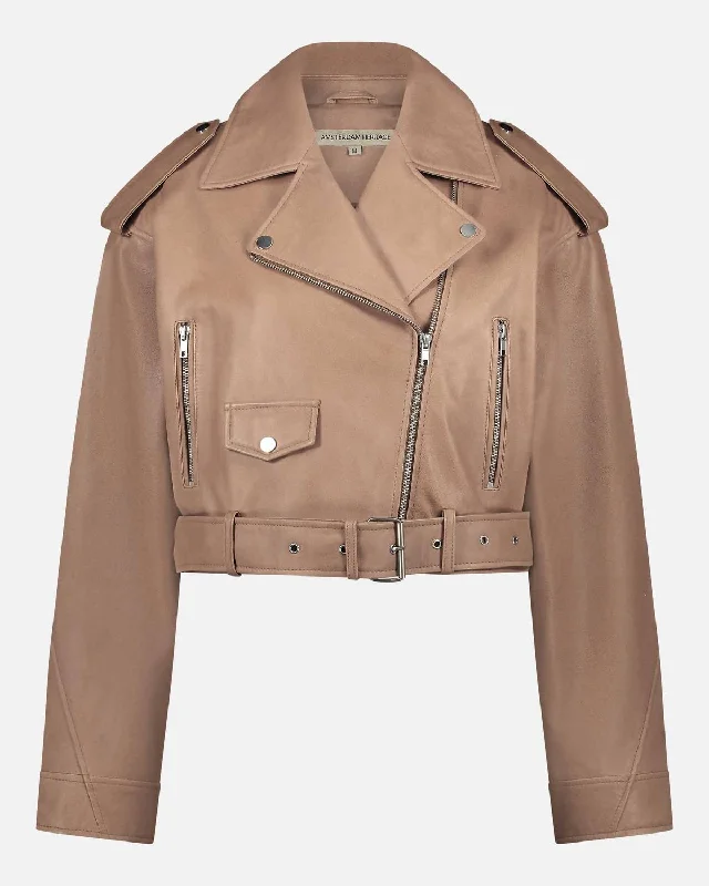 Women's Resort Apparel Marlin Leather Jacket In Camel