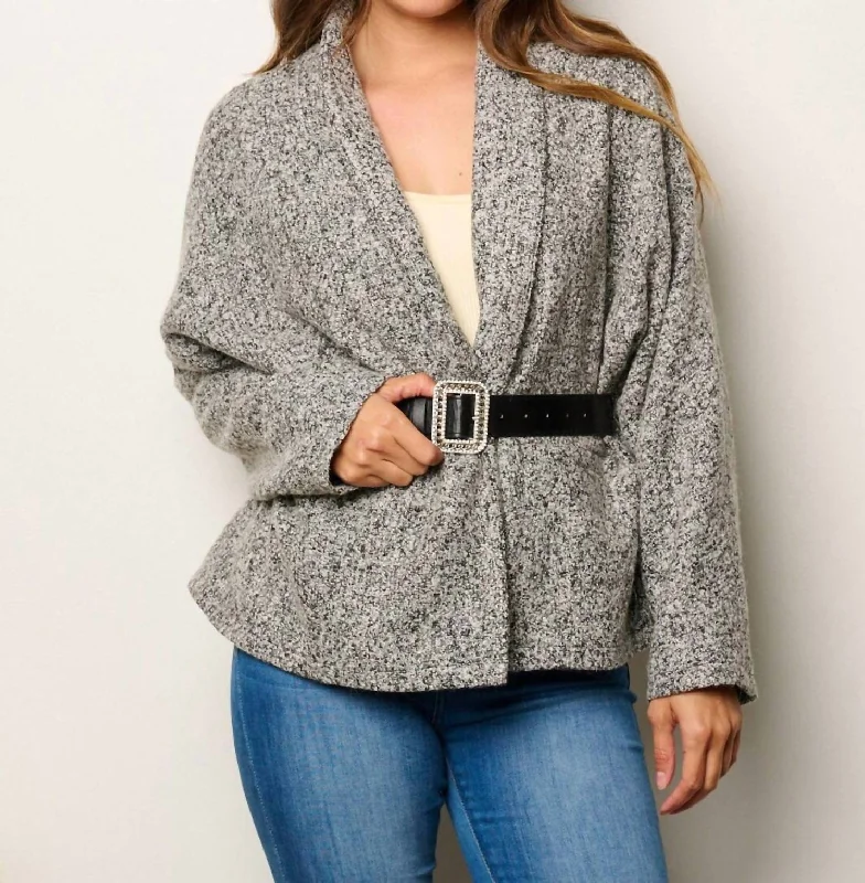 Huge Savings On Must-Have Clothing Essentials Belted Jacket In Gray