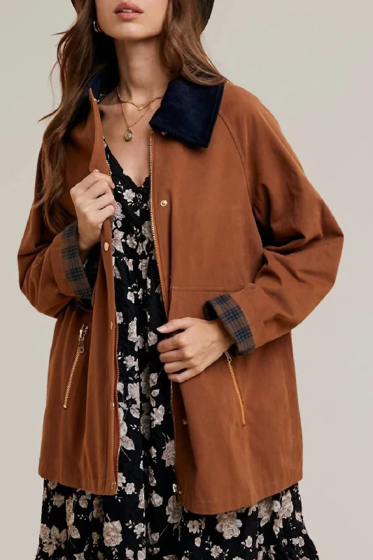 Chic And Affordable Fashion – Limited-Time Offers Plaid Lined Cotton Barn Jacket In Rust