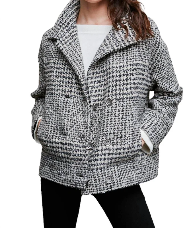 Women's Trendy Casual Outfit Classic Tweed Jacket In Beige