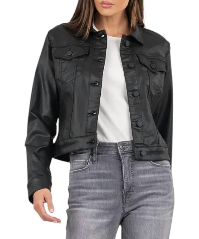 Women's Activewear Apparel Julia Coated Crop Jacket In Black