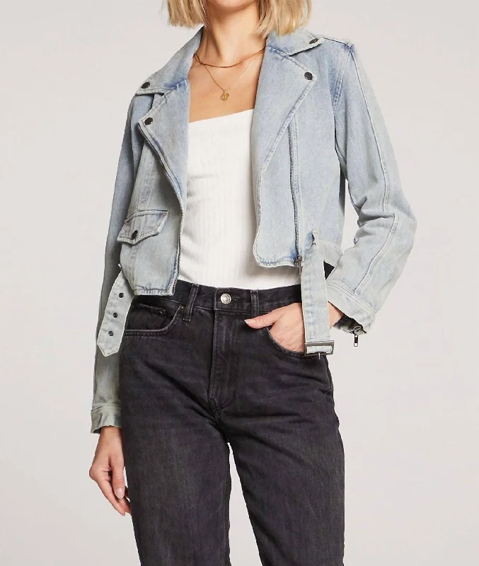 Women's Stylish Outdoor Outfit Stella Jacket In Stone Wash Denim