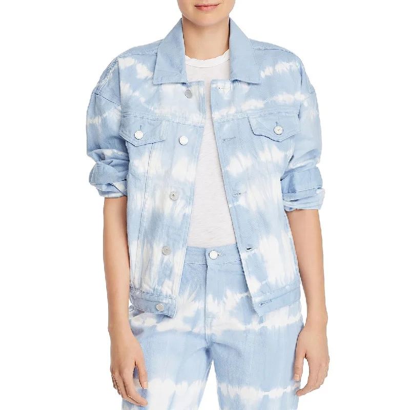 Affordable Women's Clothes Womens Tie-Dye Oversized Denim Jacket